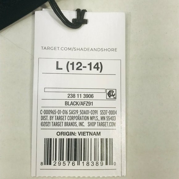 Shade And Shore Women's Sz Large 12-14 High Leg Cheeky Bikini Swim Bottom Black - Picture 4 of 8